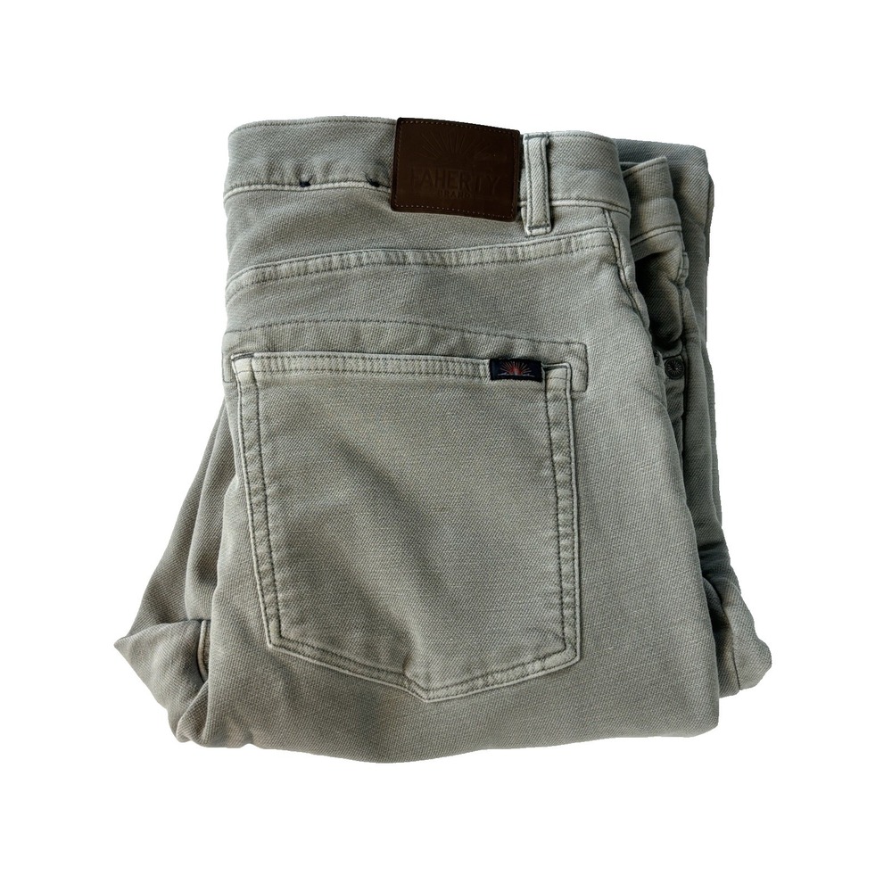 Faherty Brand Light Gray Straight Leg Jeans Men's Size 33 Premium Stretch Denim